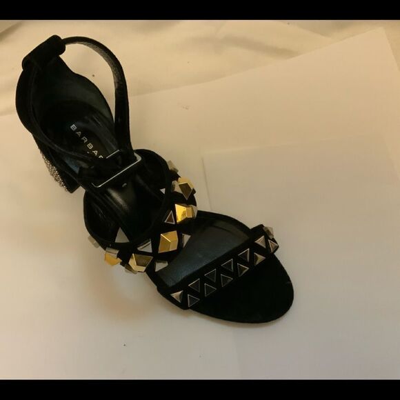 Barbara Bui Sandal Studded and Black suede Leather Heels Size: 36 - Picture 7 of 11